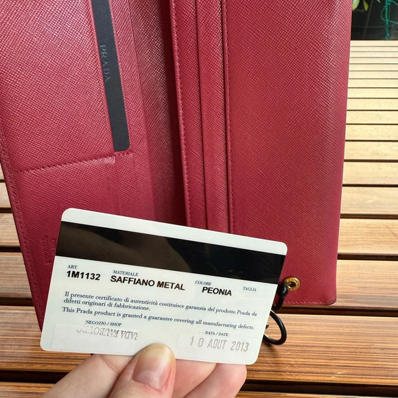 Prada long snap saffiano leather wallet color peonia with authentication card - Picture 9 of 13
